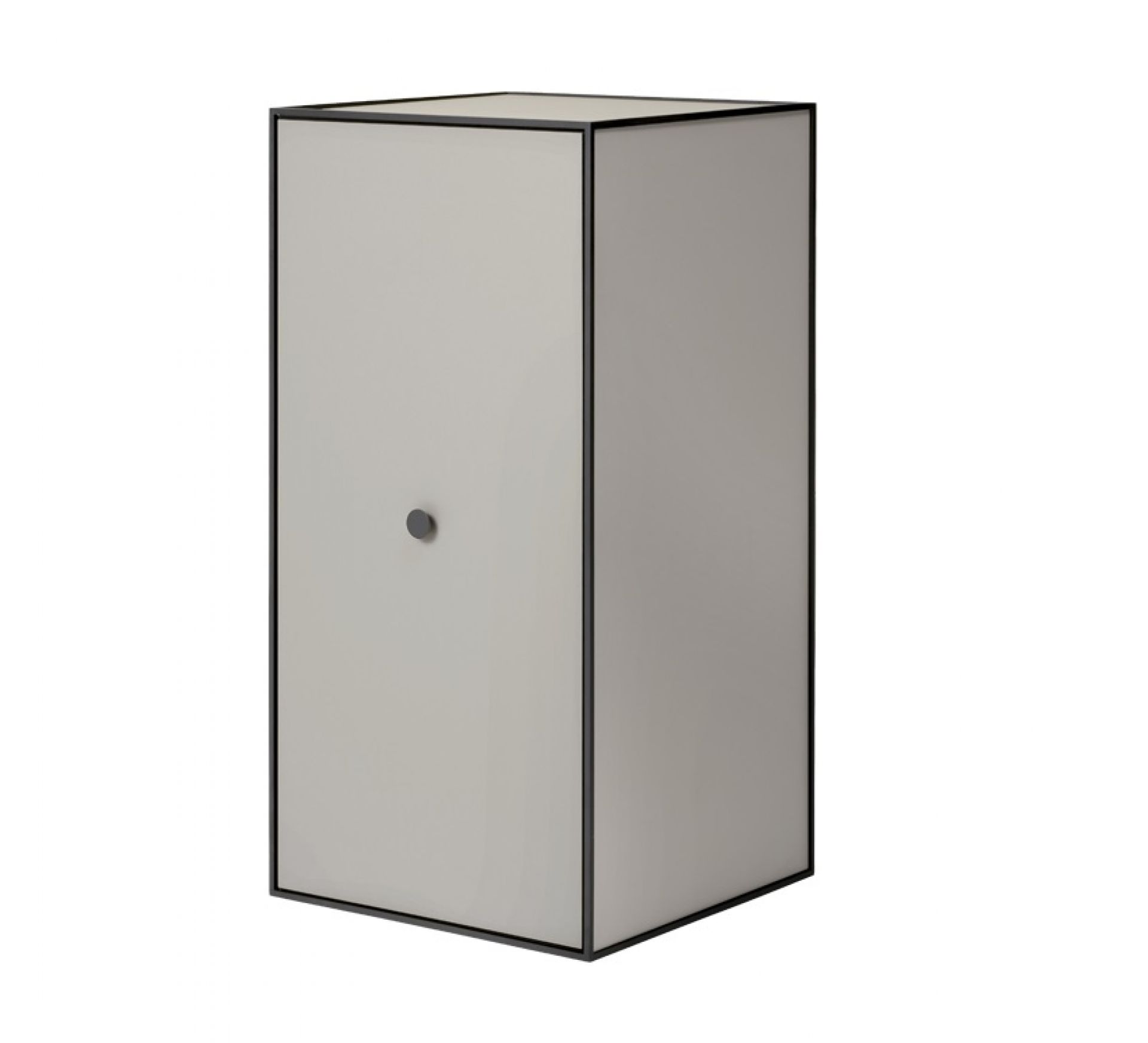 Audo Frame 70 Sideboard Element mit Tür, graue Oberfläche und schwarzem Rahmen.